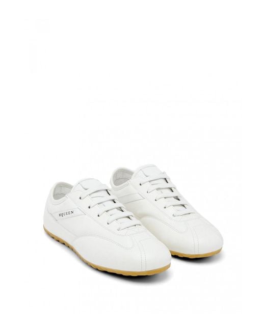 McQueen White Boxe Leather Sneakers for men