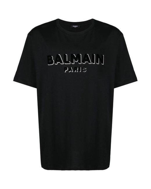 Balmain Bulky Fit Flock Foil T-shirt Black for men
