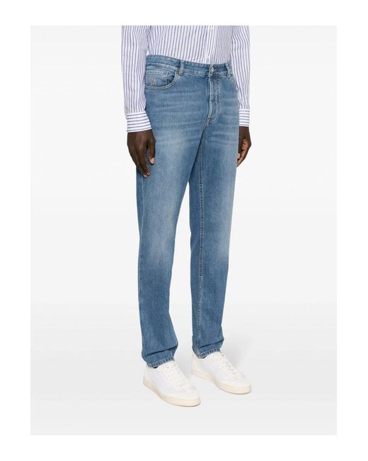 Brunello Cucinelli Blue 5 Pocket Denim Jeans for men