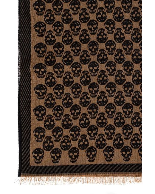 McQueen Brown Skull Monogram Scarf for men