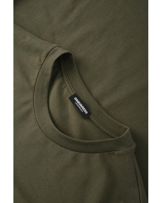 DSquared² Green Branded Crewneck Cotton T Shirt for men