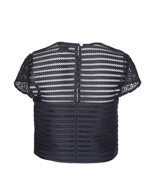 Ted Baker Blue Lace Panelled Black Top