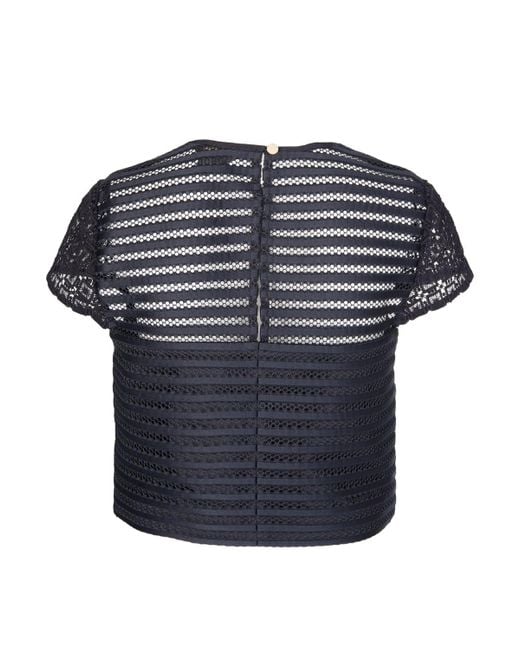 Ted Baker Blue Lace Panelled Black Top