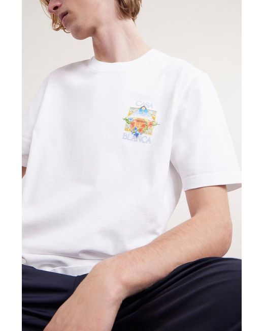 Casablanca White Flower Court T Shirt for men