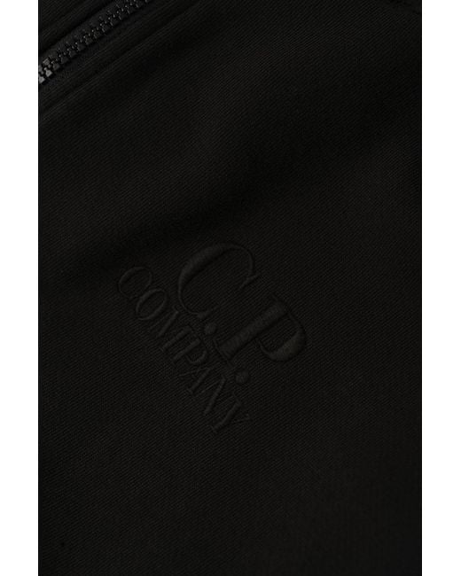 C P Company Black Diagonal Raised Boxy Hooded Top for men