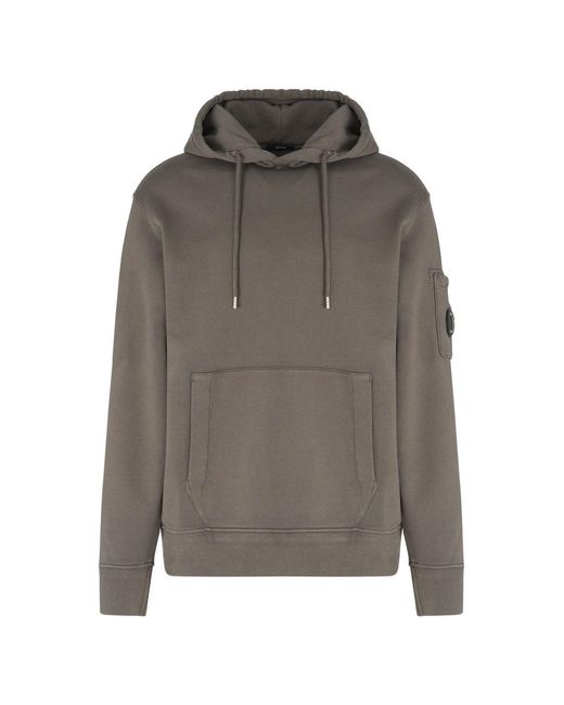 C P Company Gray Diagonal Fleece Hoody for men