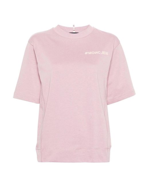 Moncler Pink Branded Cotton T Shirt