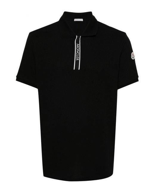Moncler Black Branded Placket Poloshirt for men