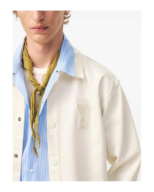 AMI White Knitted Adc Overshirt for men
