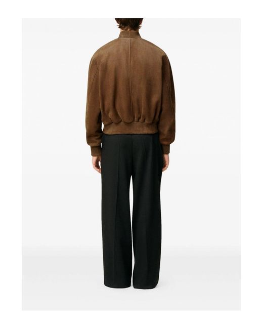 AMI Brown Leather Zipped Jacket for men