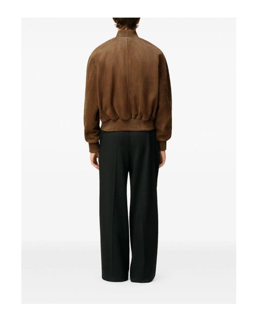 AMI Brown Leather Zipped Jacket for men