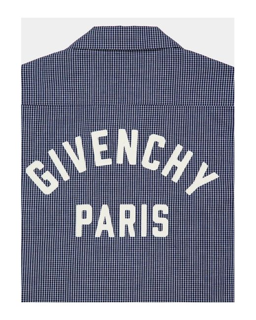 Givenchy Blue Embroidered Logo Ss Shirt for men