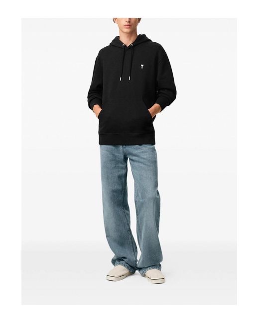 AMI Black Loopback Jersey Adc Hoodie for men