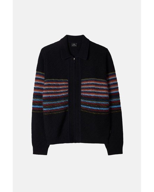 Paul Smith Black Ps Stripes Zip Cardigan for men