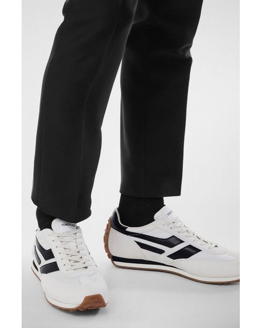 Tom Ford White Suede + Tech Fabric Mick Sneakers for men