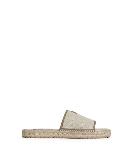 Dolce & Gabbana White Branded Canvas Sandals for men
