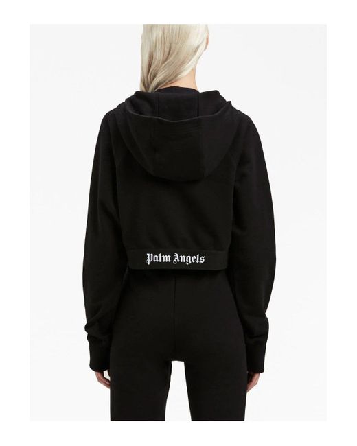 Palm Angels Black Logo Tape Zip Hoody