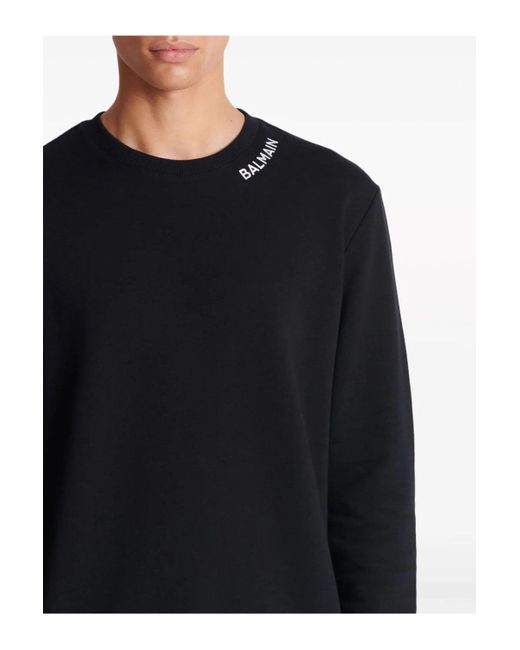 Balmain Black Stitch Collar Sweatshirt for men