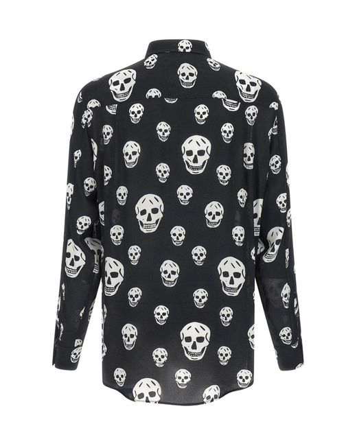 McQueen Black Skull Print Shirt for men