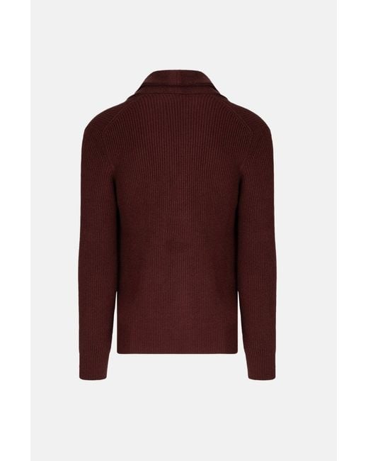 Brunello Cucinelli Red Shawl Neck Cardigan for men