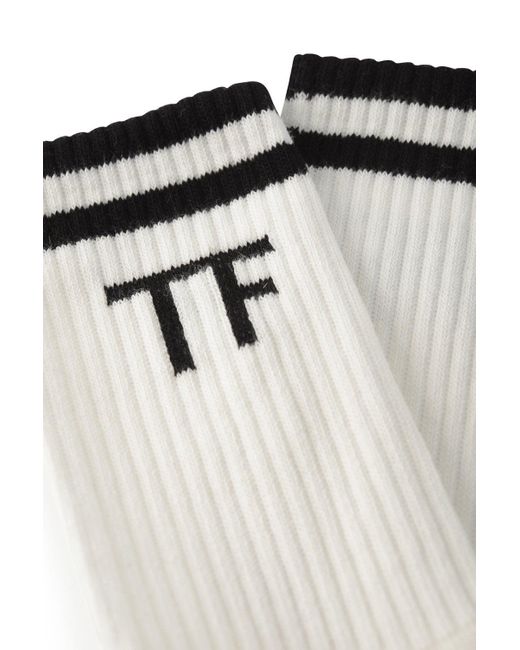 Tom Ford White Ribbed Tf Sport Socks for men