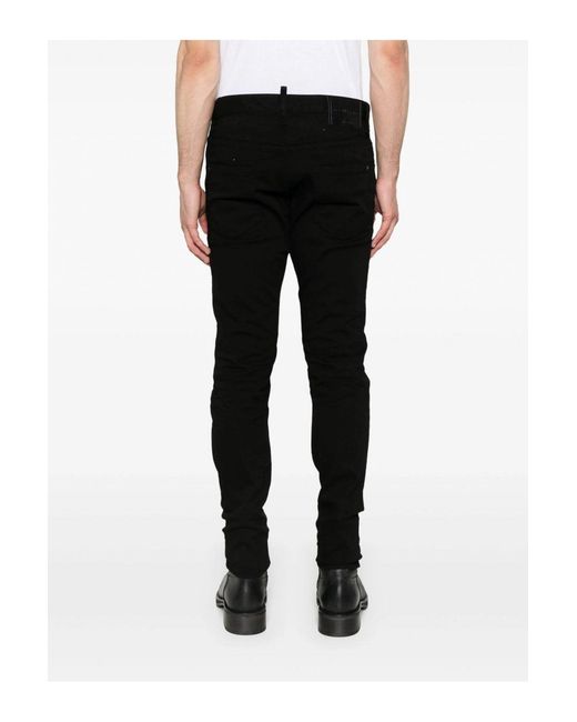 DSquared² Solid Black Skater Jeans for men
