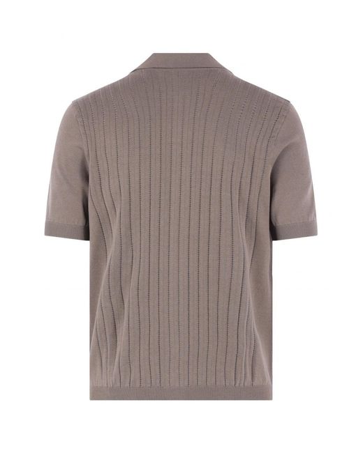 Brunello Cucinelli Brown Ribbed Knitted Polo for men