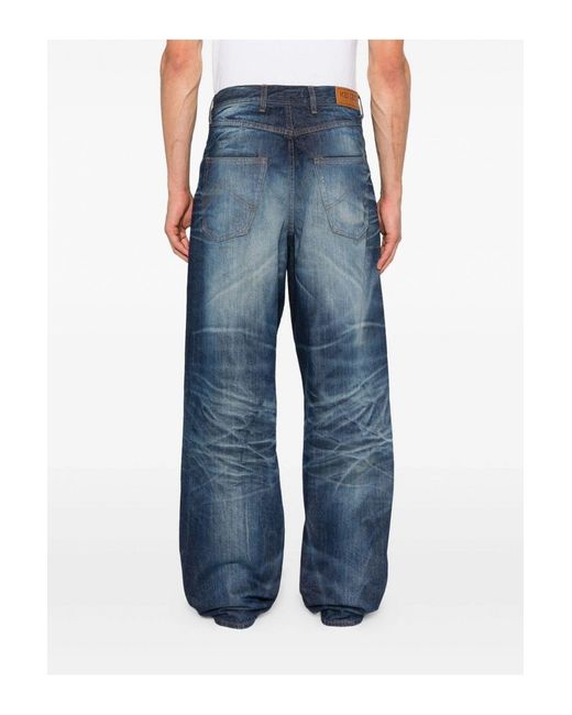 KENZO Blue Turn Up Wide Fit Jeans for men