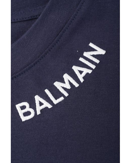 Balmain Blue Stitch Collar T Shirt Straight Fit