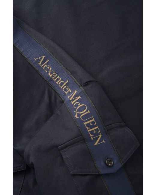 McQueen Blue Tape Detail Chino Cotton Shirt for men