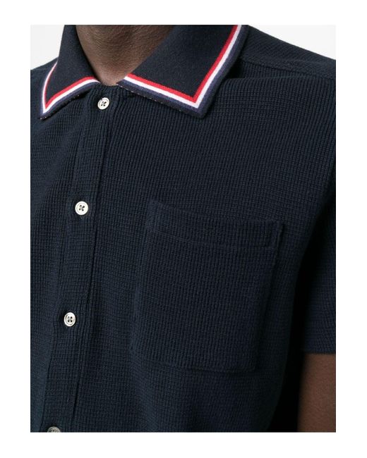 Thom Browne Black Textured Cotton Polo Shirt for men