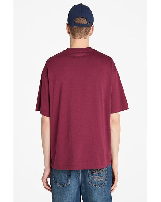 Timberland Red Hampthon Stack Logo Tee for men