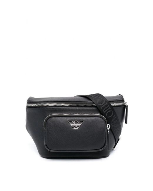 Emporio Armani Black Branded Belt Bag for men
