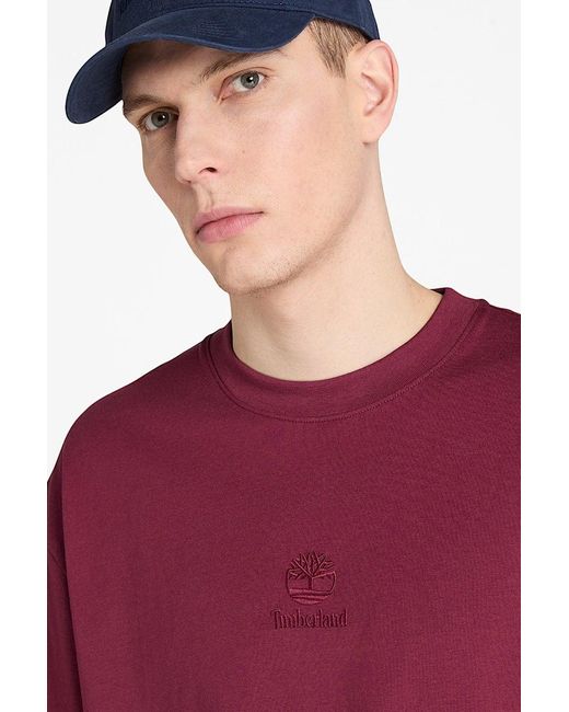 Timberland Red Hampthon Stack Logo Tee for men