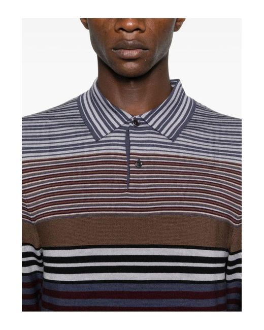 Paul Smith Purple Ps Knitted Stripe Polo Shirt for men