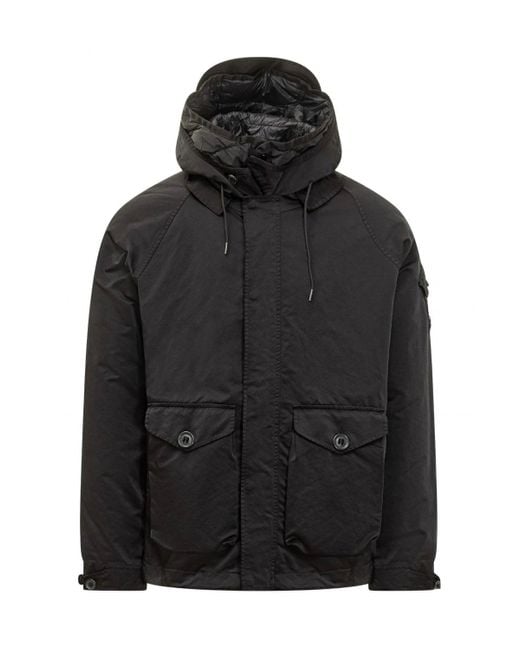 C P Company Black Micro Kei Google Jacket for men