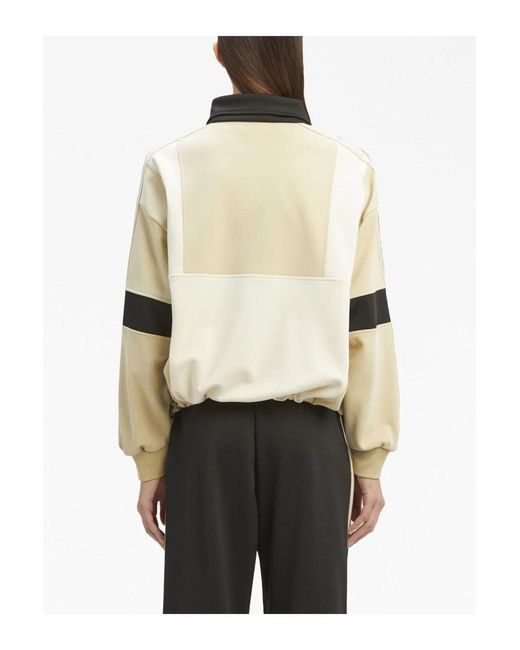 Palm Angels Natural Color-Block Half-Zip Jacket