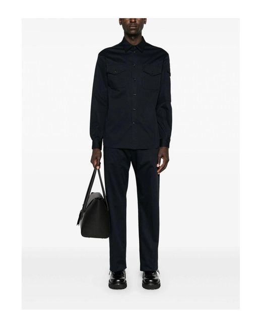 McQueen Blue Tape Detail Chino Cotton Shirt for men