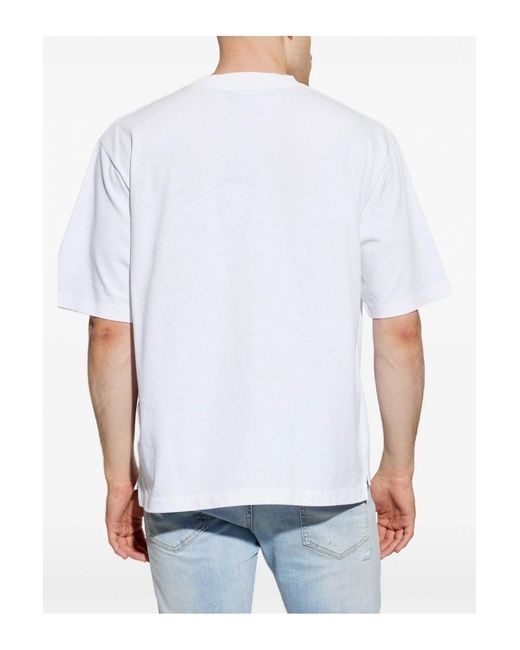 DSquared² White Branded Loose Fit T Shirt for men