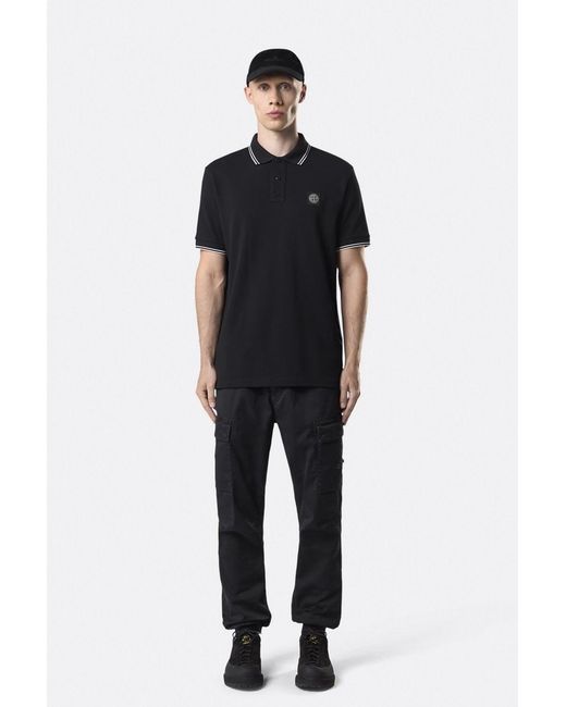 Stone Island Black S0018 Patch Logo Polo for men