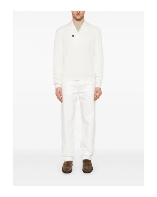 Tom Ford White Merino Silk Button Shawl Sweater for men
