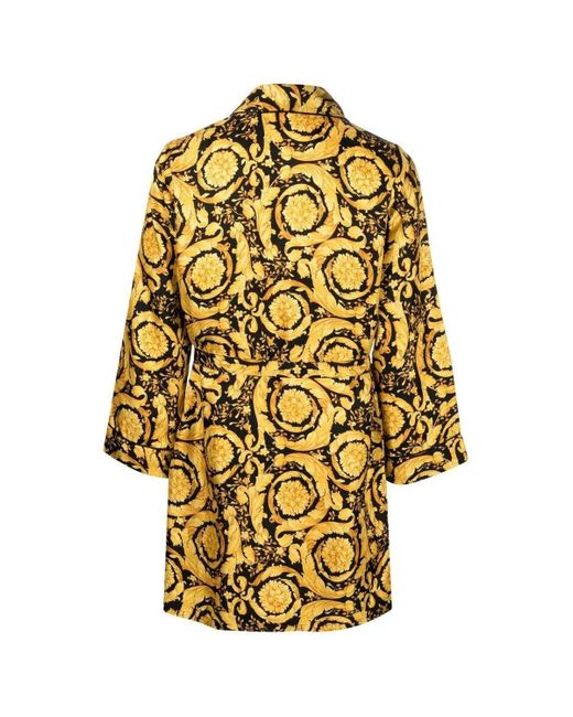 Versace Yellow Silk Twill Baroque Robe for men
