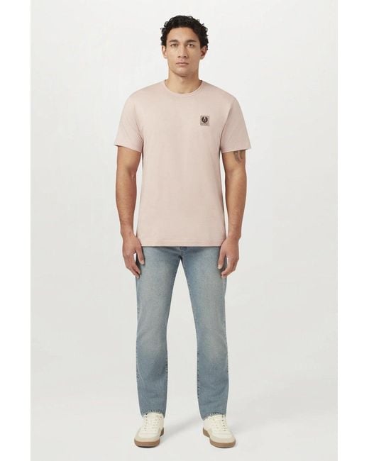 Belstaff Pink Patch Logo T Shirt for men