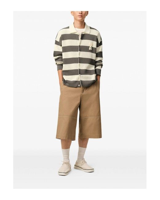 AMI Natural Ajoure Stripped Cotton Knit for men