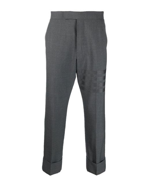 Thom Browne Gray 4 Bar Plain Weave Trousers for men