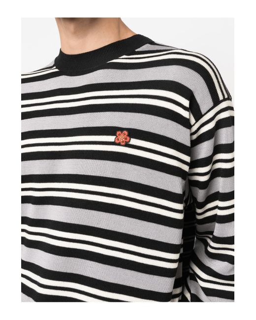 KENZO Black Stripe Wool Sweater for men