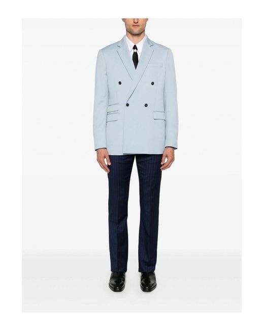 Givenchy Blue Virgin Wool Straight Leg Trousers for men
