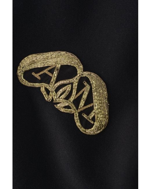 McQueen Black Seal Logo Cotton Hooded Top for men