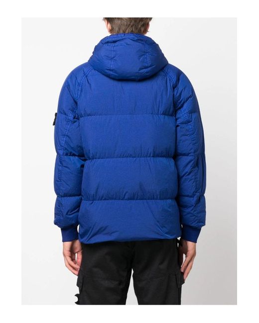 Stone Island Blue Crinkle Reps Down Jacket for men