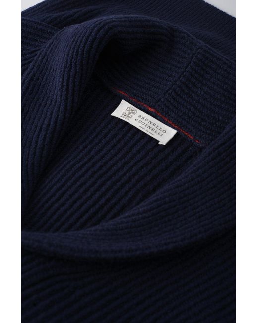 Brunello Cucinelli Blue Shawl Cardigan for men